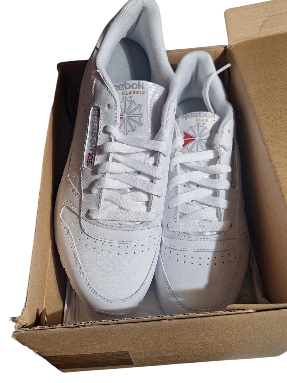 Reebok Classic Leather Shoes White/White Men’s Size 7.5 NIB Retro